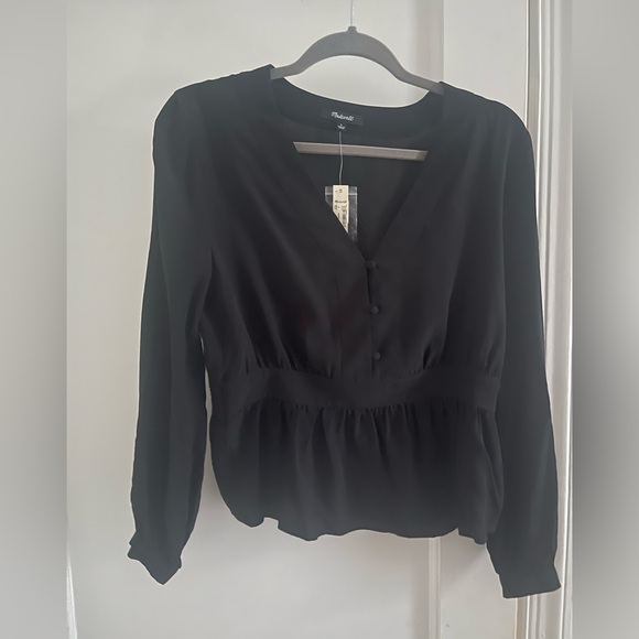 Madewell silk v neck peplum top size small - Picture 2 of 11